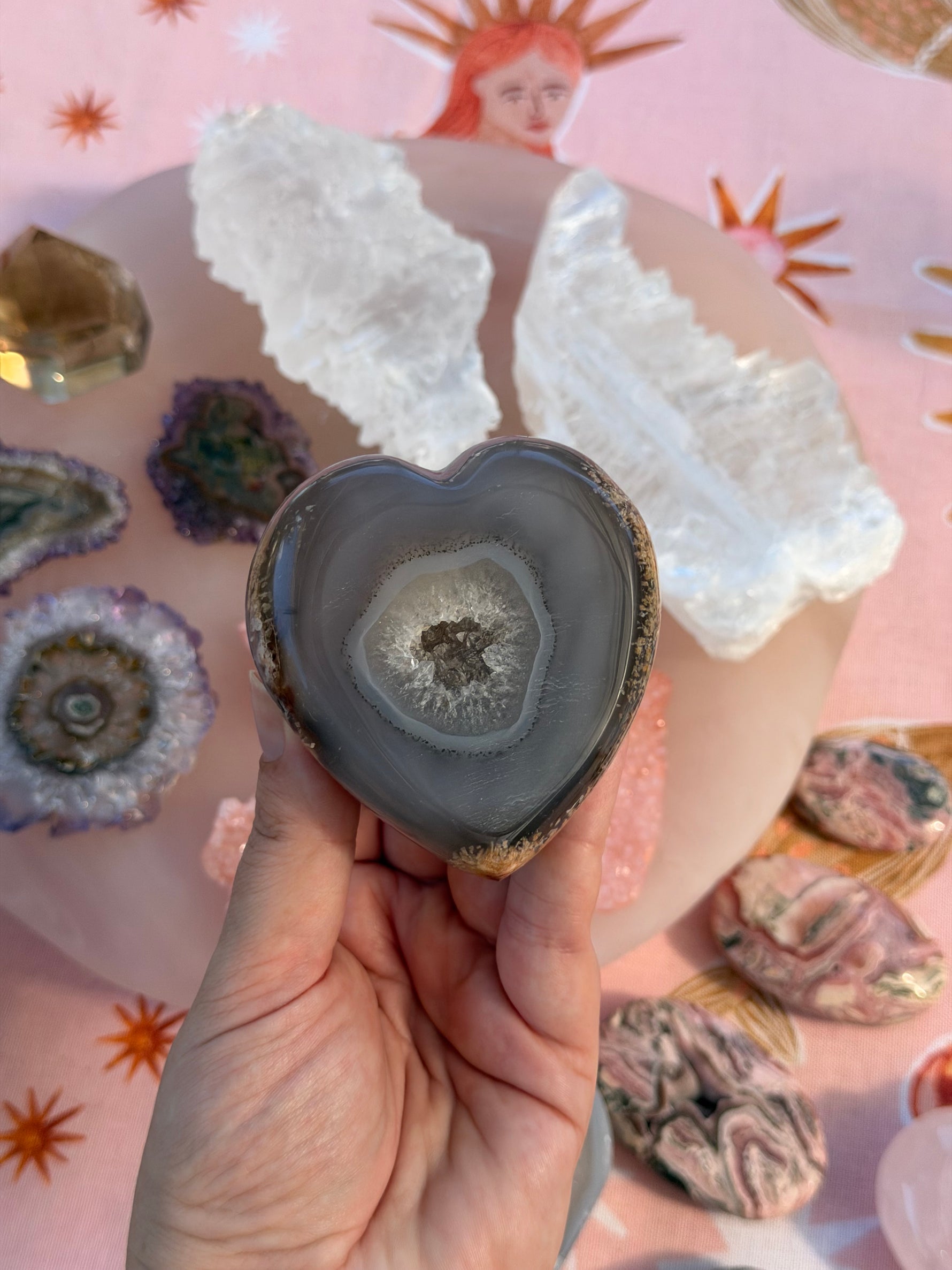 Agate Druzy Heart