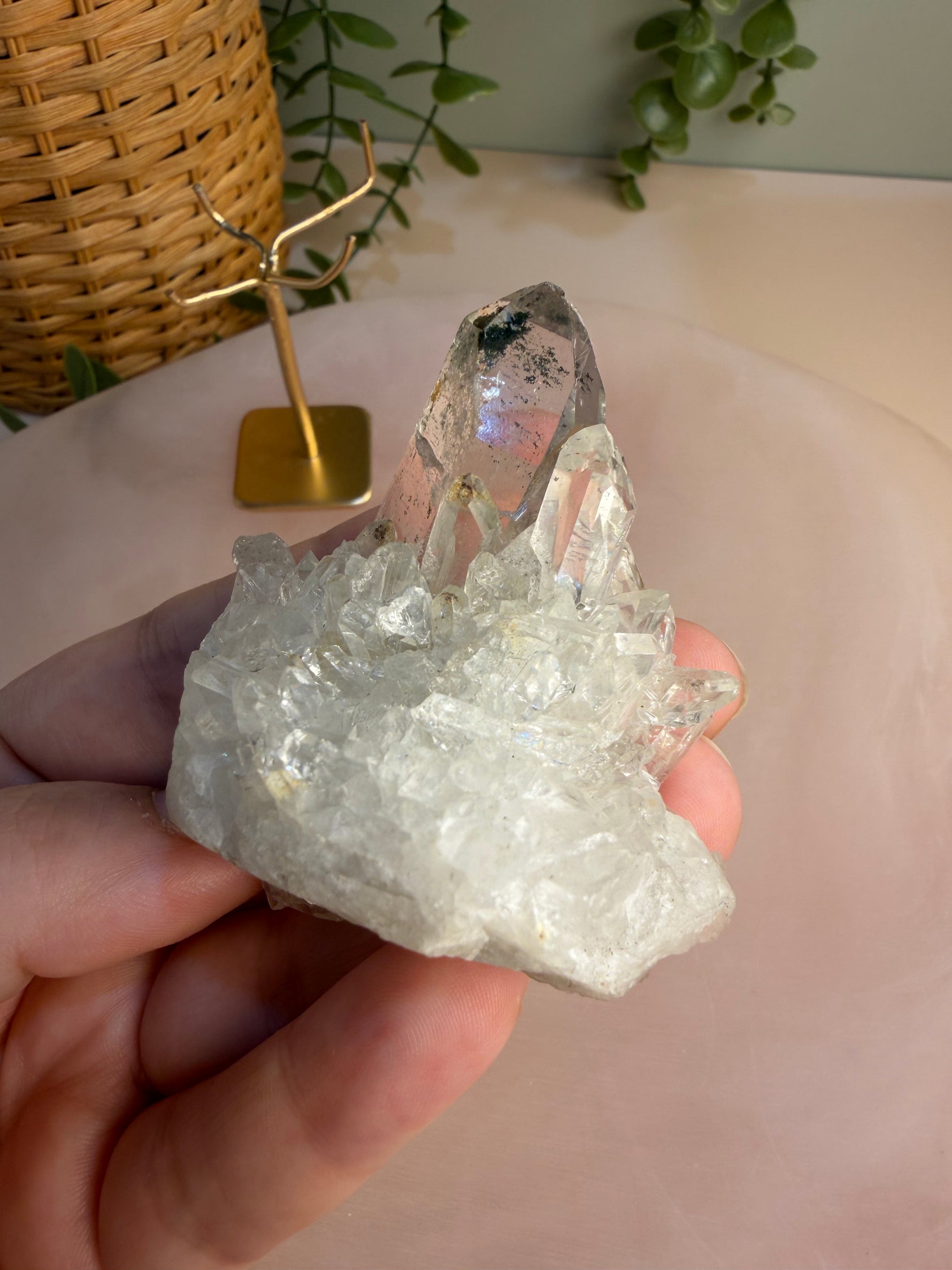 Quartz with Garden Inclusions and Double Terminated Point