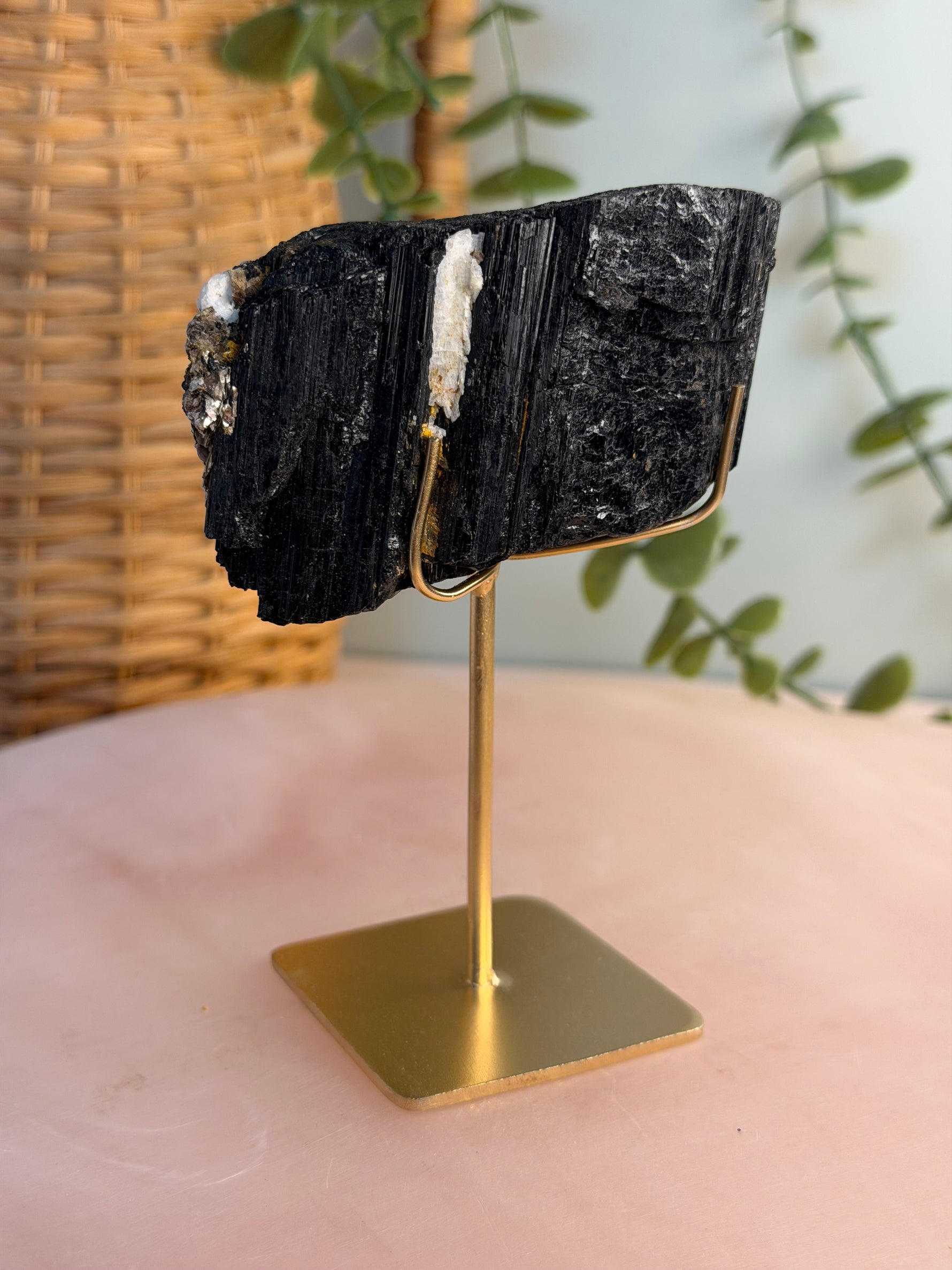 Black Tourmaline with custom stand