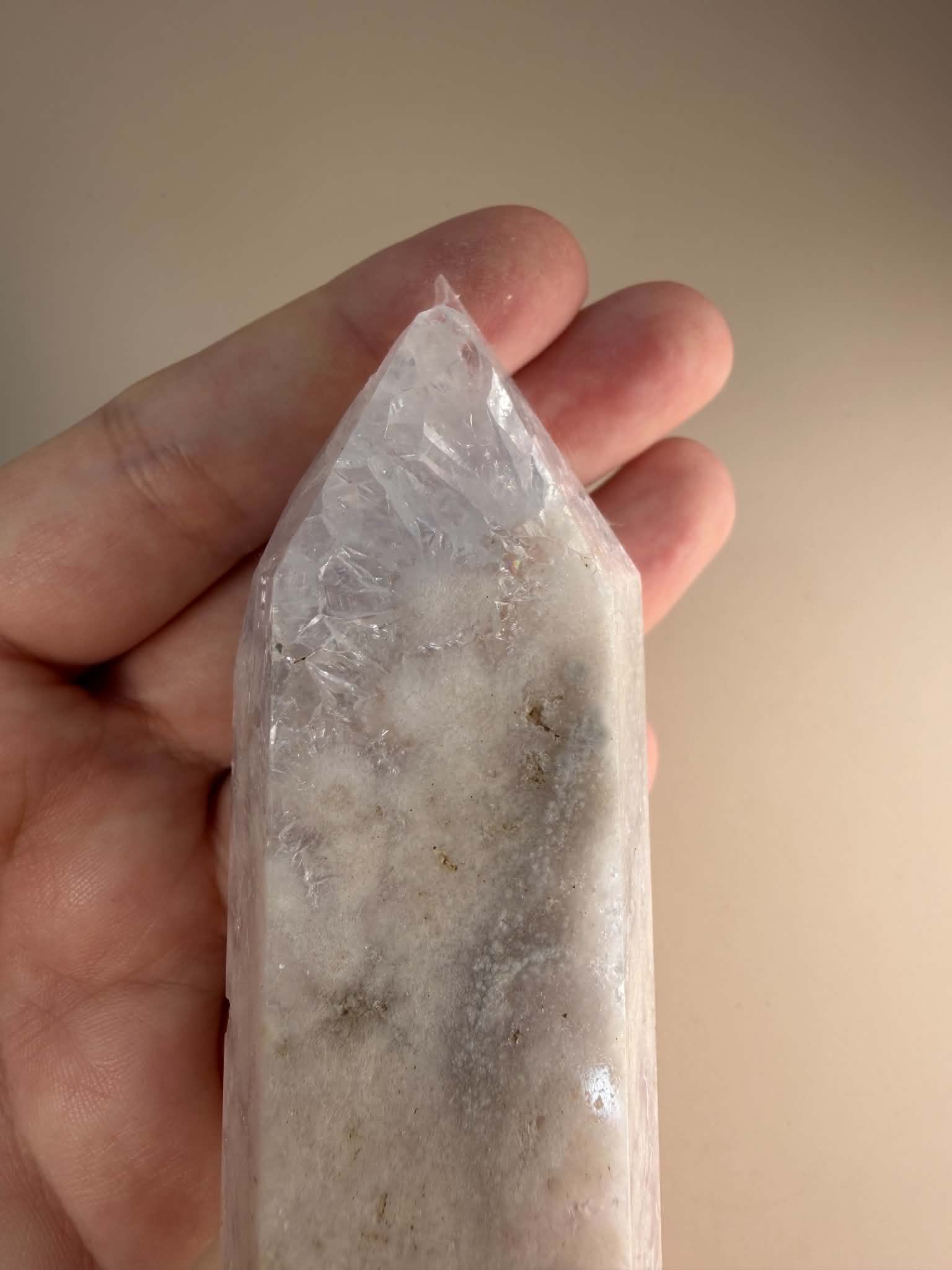 Pink Amethyst Flower Agate Tower (Damaged Tip)