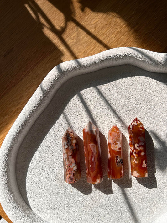 Carnelian Flower Agate Tower