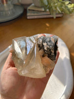 Honey Calcite & Peach Stilbite Specimen