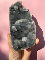 Blue Grey Chalcedony with Diamond Apophyllite