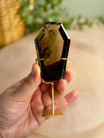 Smokey Quartz Coffin on Stand
