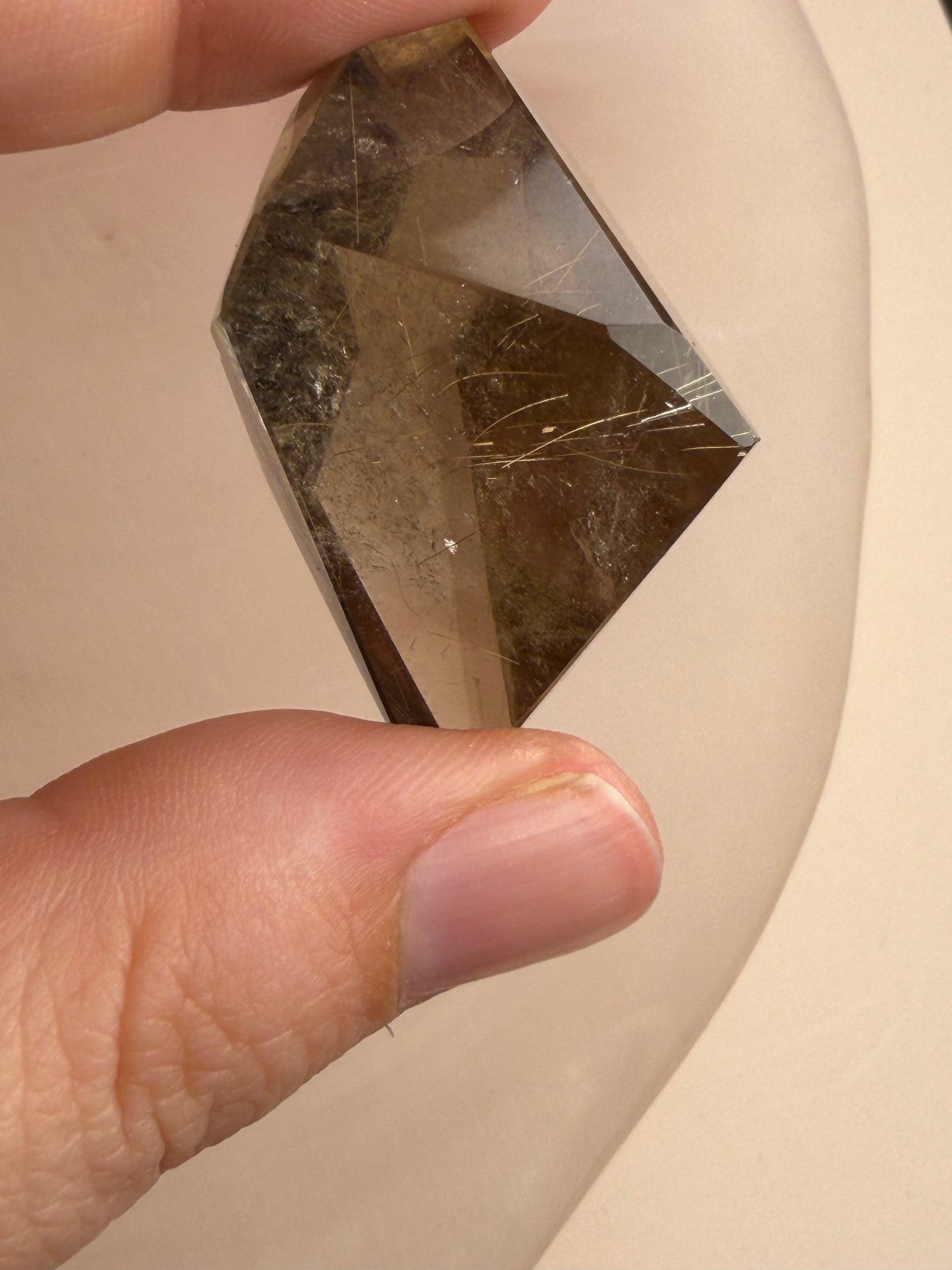 Smokey Quartz Freeform With Rutile on Stand