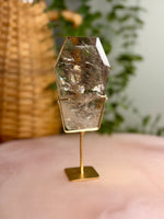 Smokey Quartz Coffin on Stand