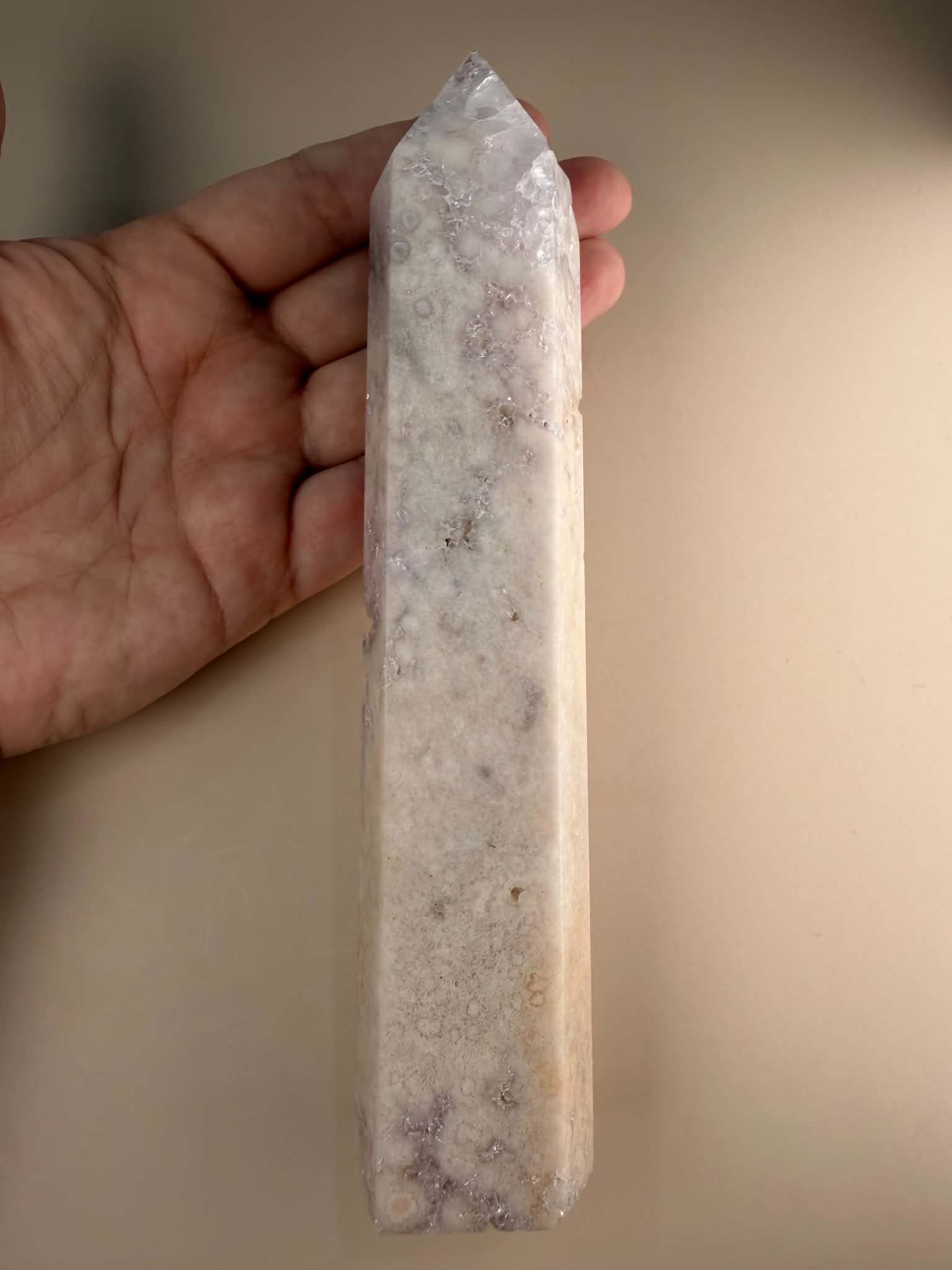 Pink Amethyst Flower Agate Tower (Damaged Tip)