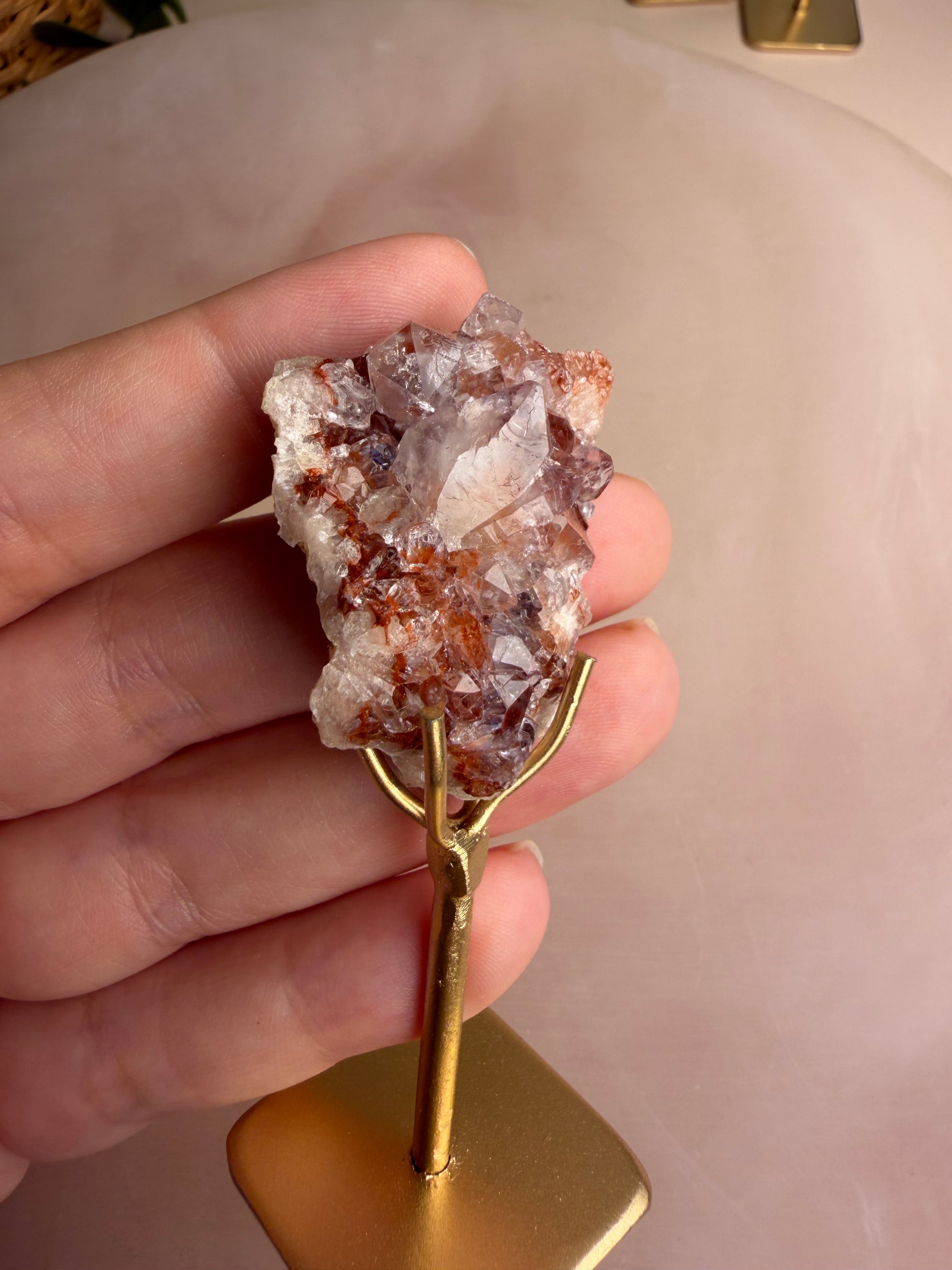 Pink Amethyst Mini Cluster on Stand