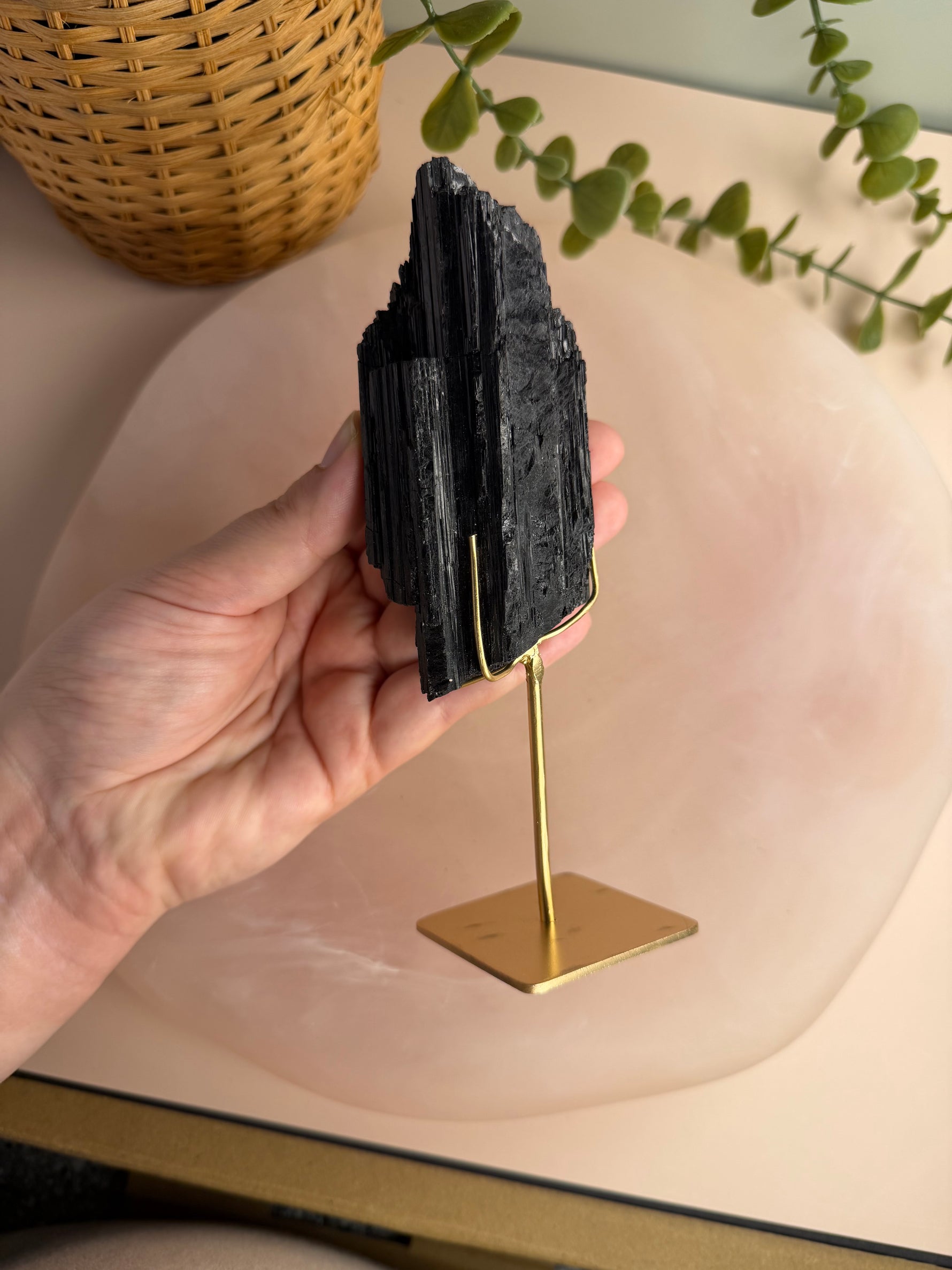 Black Tourmaline with custom stand