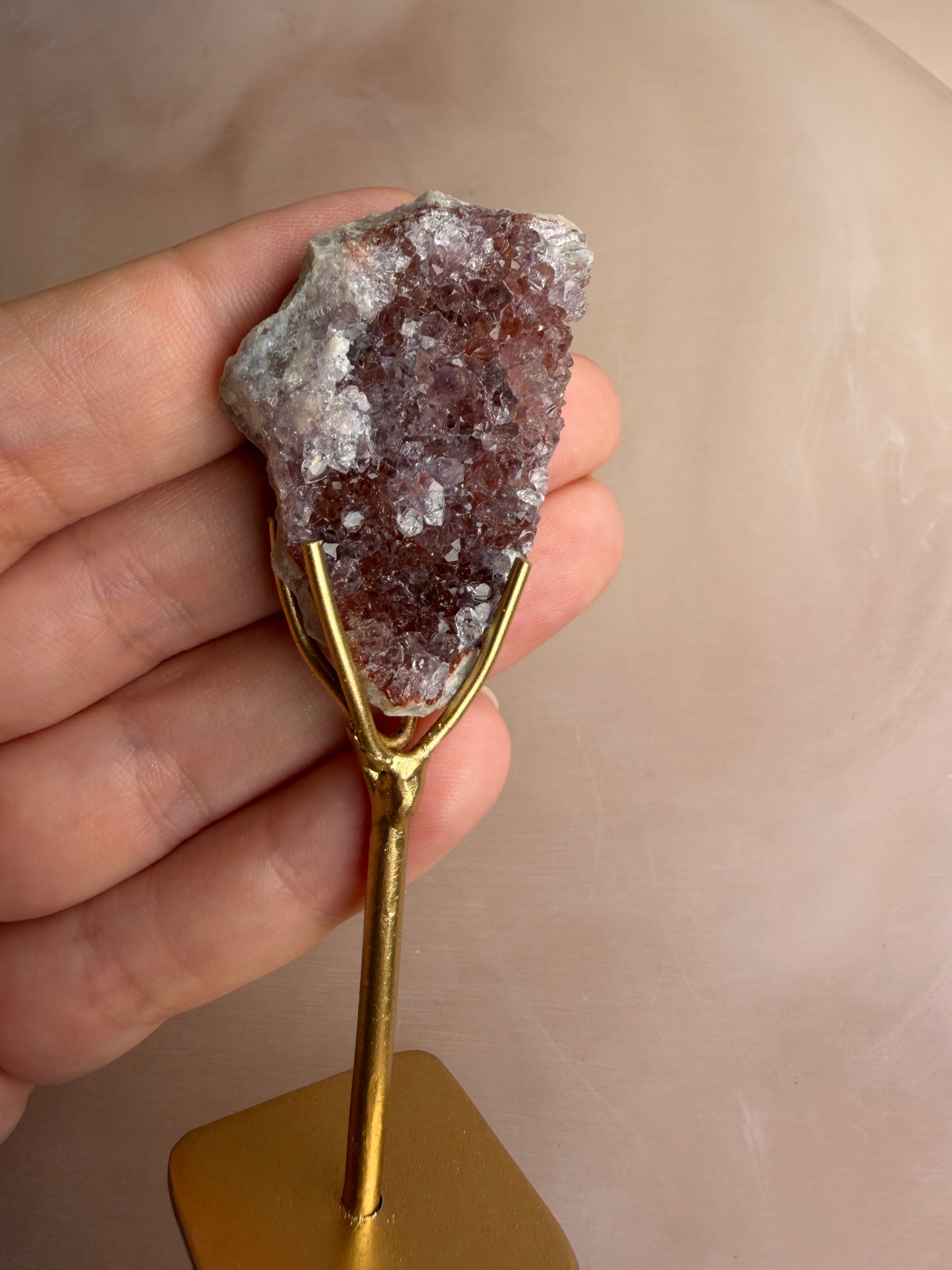 Pink Amethyst Mini Cluster on Stand