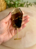 Smokey Quartz Coffin on Stand