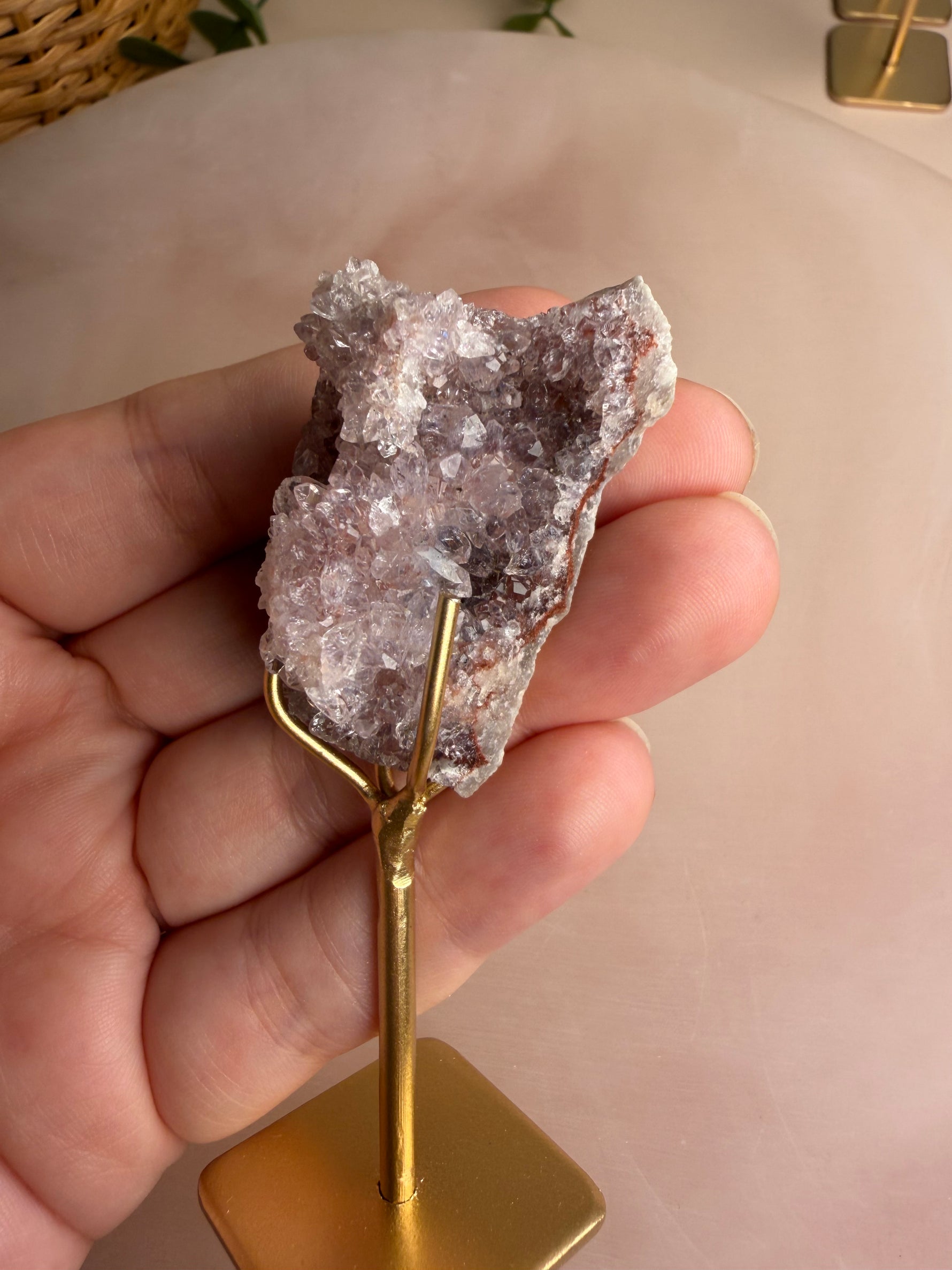 Pink Amethyst Mini Cluster on Stand