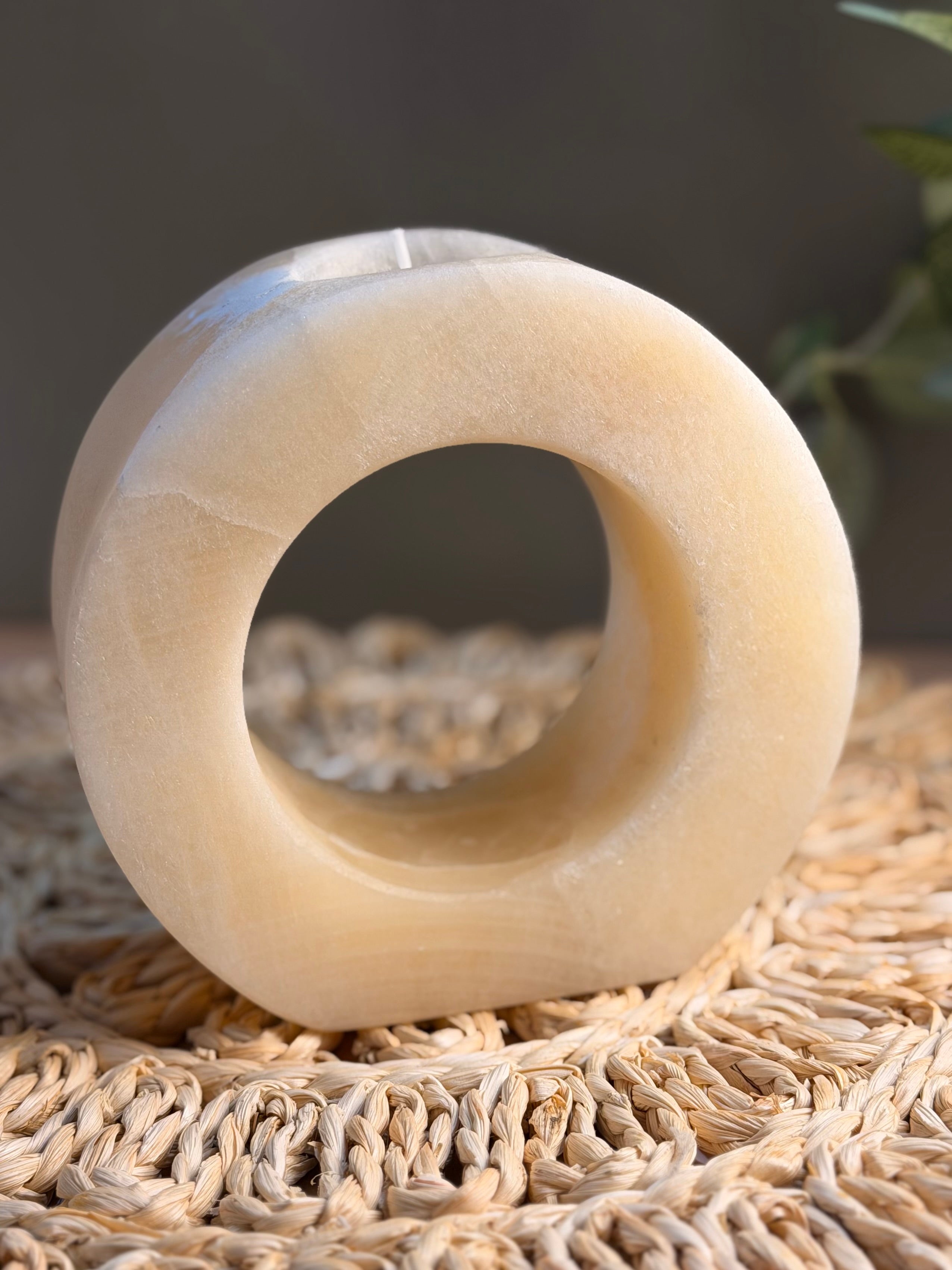 Orange Calcite Candle Holder - Large