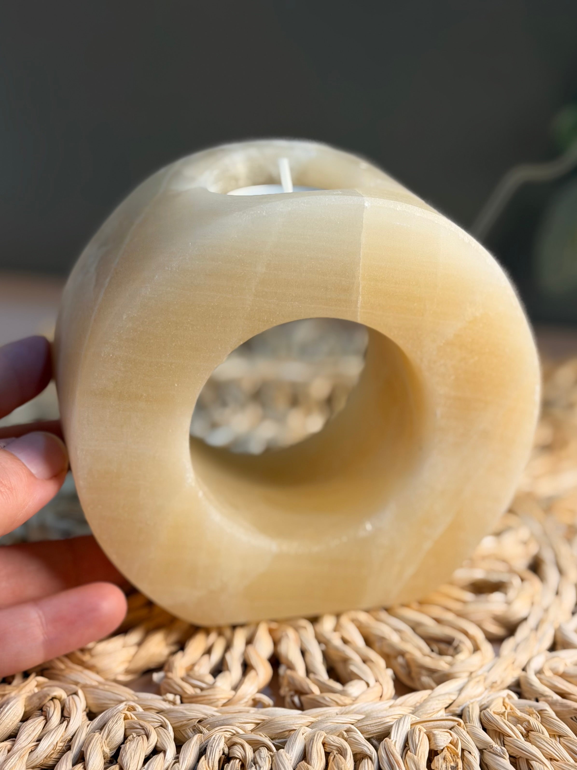 Orange Calcite Candle Holder