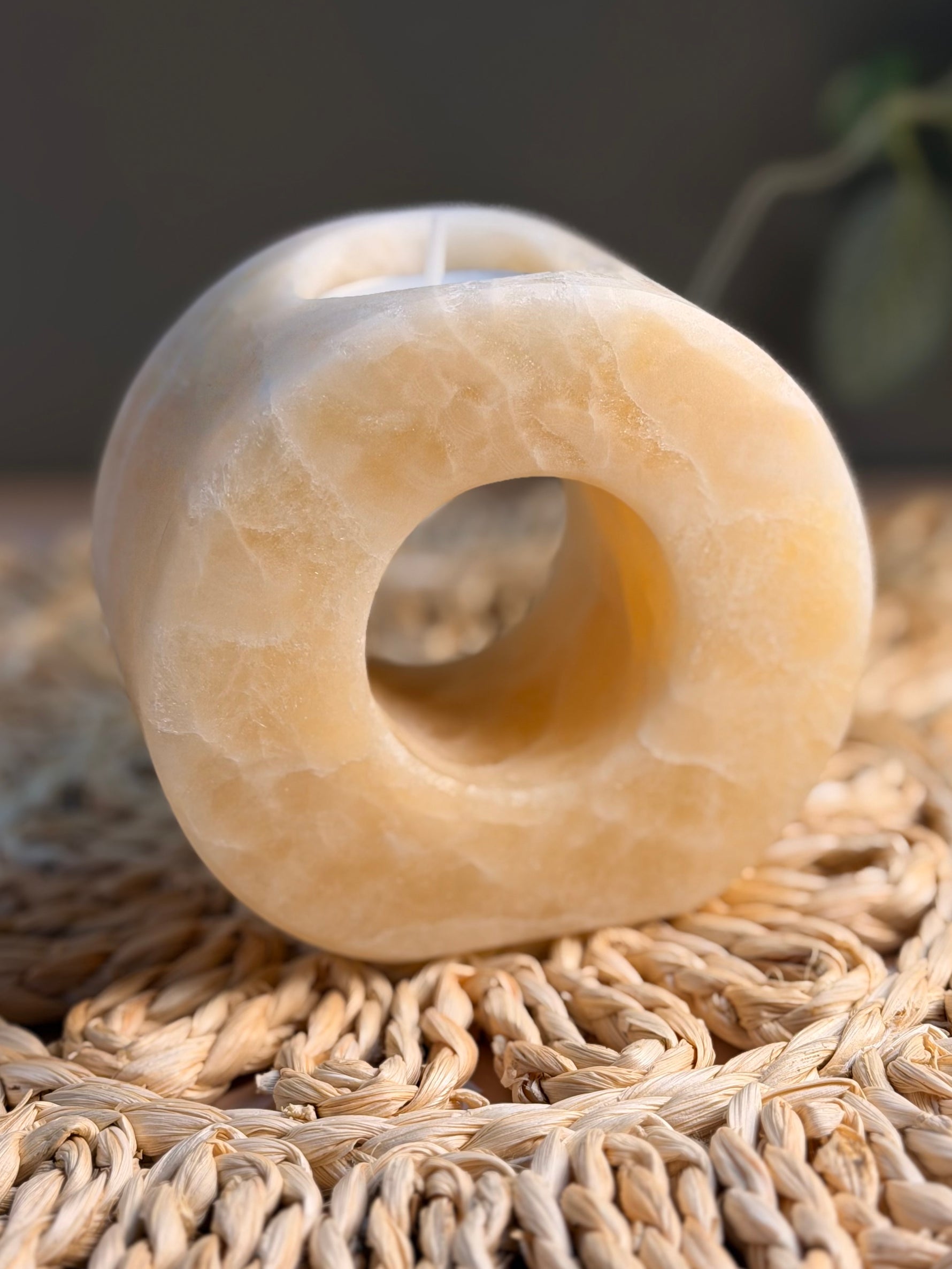 Orange Calcite Candle Holder