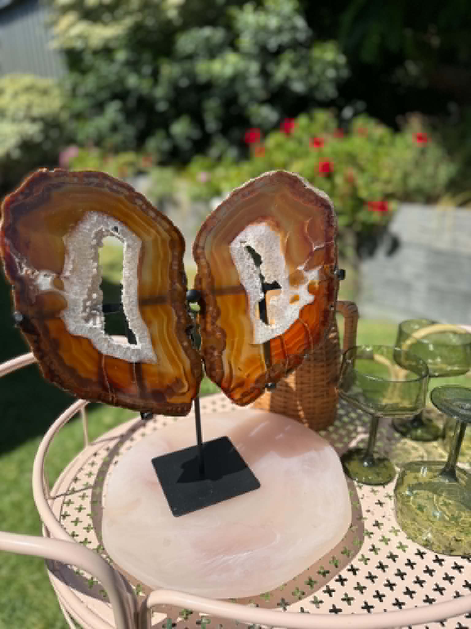 Agate Slices on stand