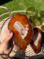 Agate Slices on stand